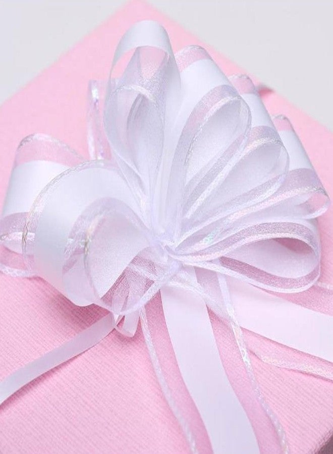 GAKA 10 Pieces White Pull Bow, 6 inch Big Pull Bows for Wrapping Gift or Flower Baskets Decorations, Christmas Valentine's Day Various Party Gift Flower Decorations - Image 4